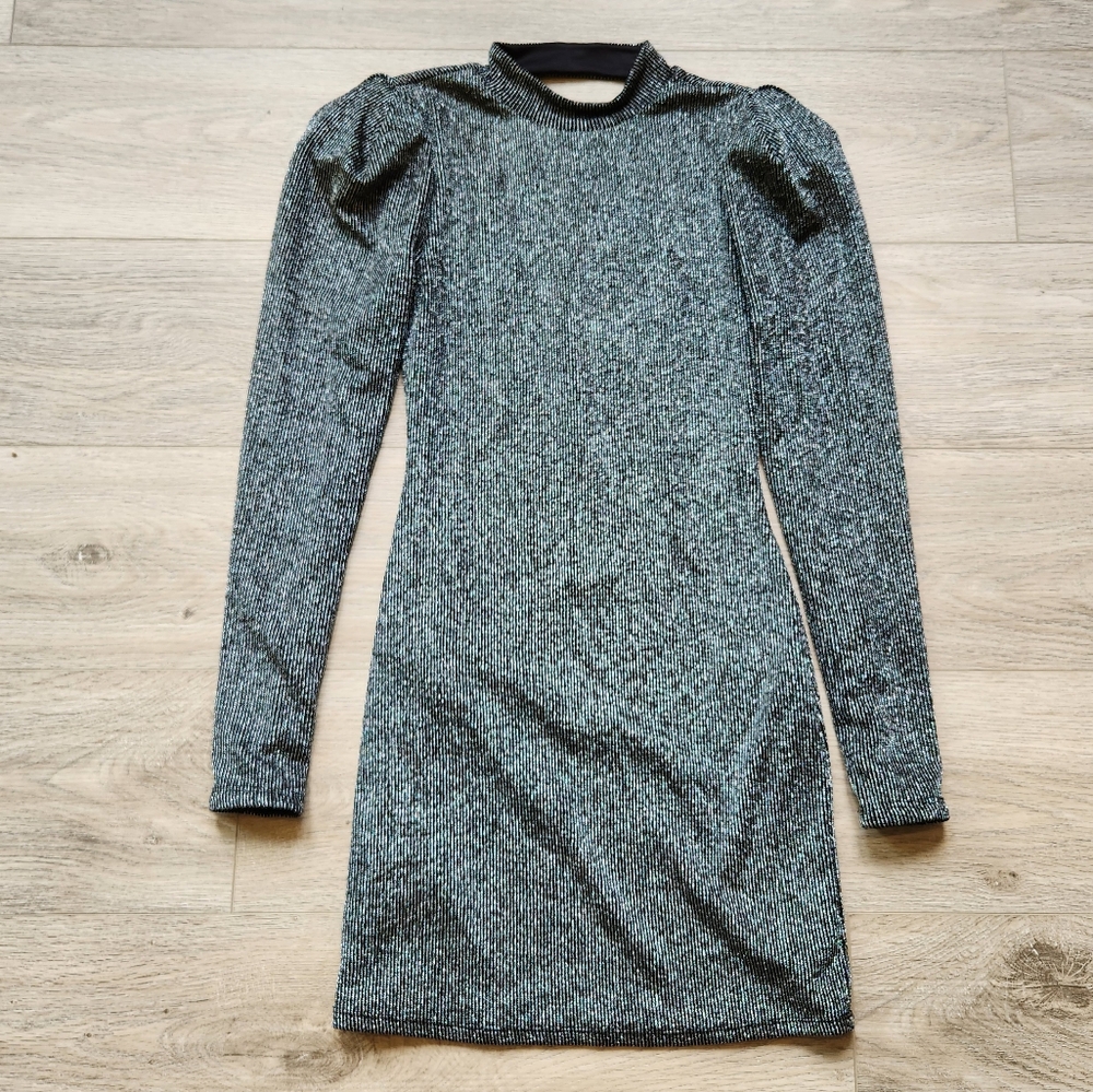 BCBGeneration Mock Neck Mini Dress Womens Xxs Black Long Sleeve Nwt